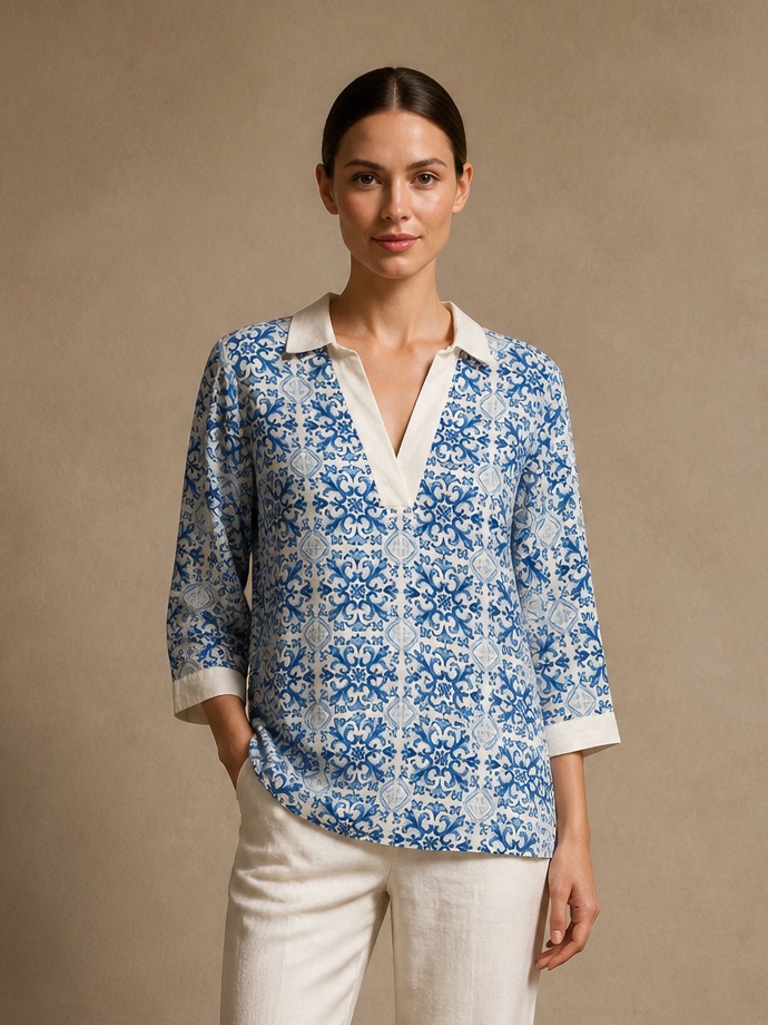 Issac Mizrahi Linen Tunic Top ~ Size Medium